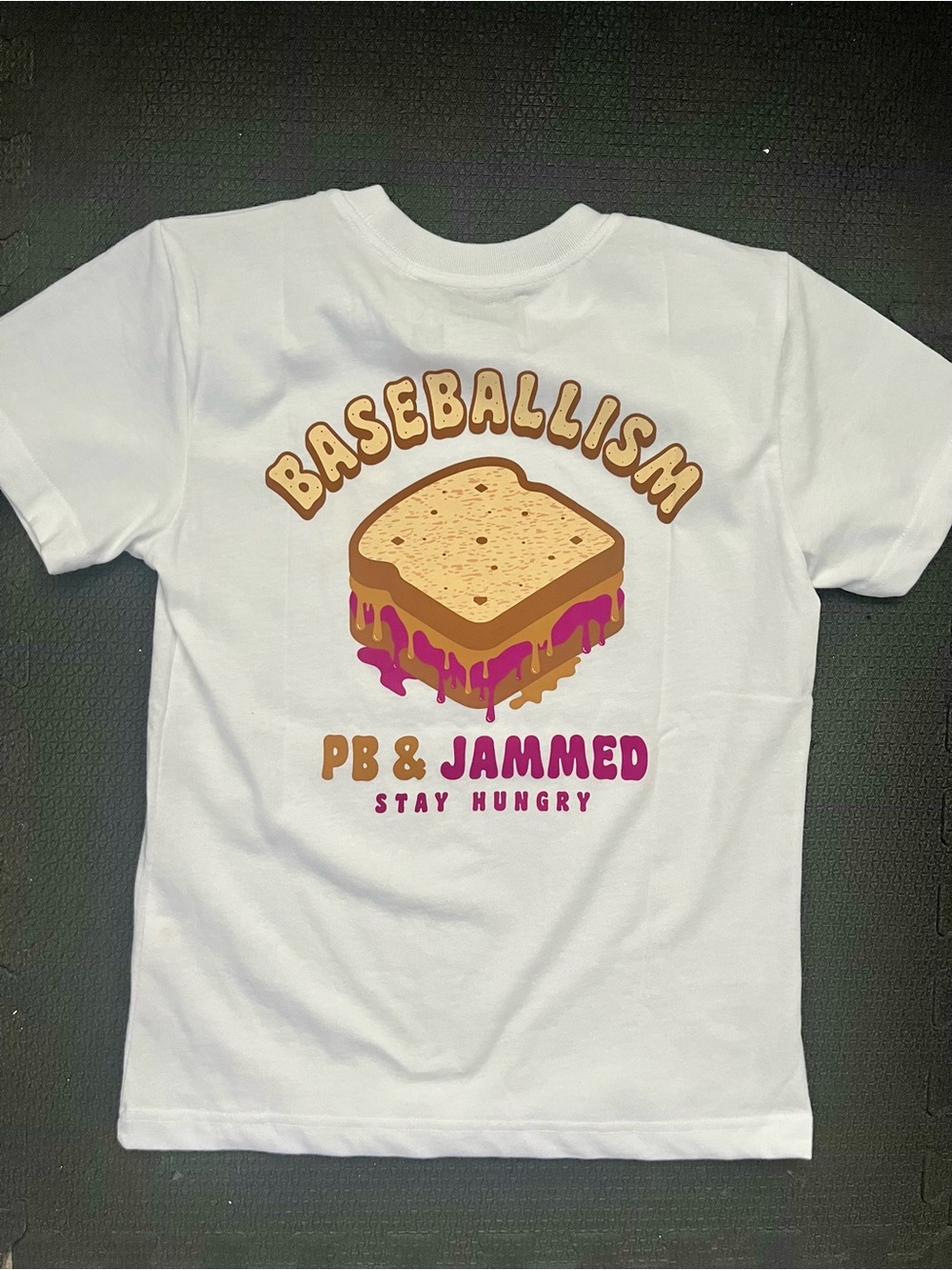 Kids PB & Jammed White Graphic Tee - BASEBALLISM